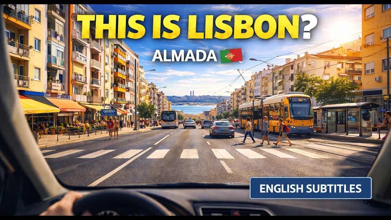 Driving from Almada Forum to Cacilhas | Real Urban Portugal in 4K | POV Lisbon Drive