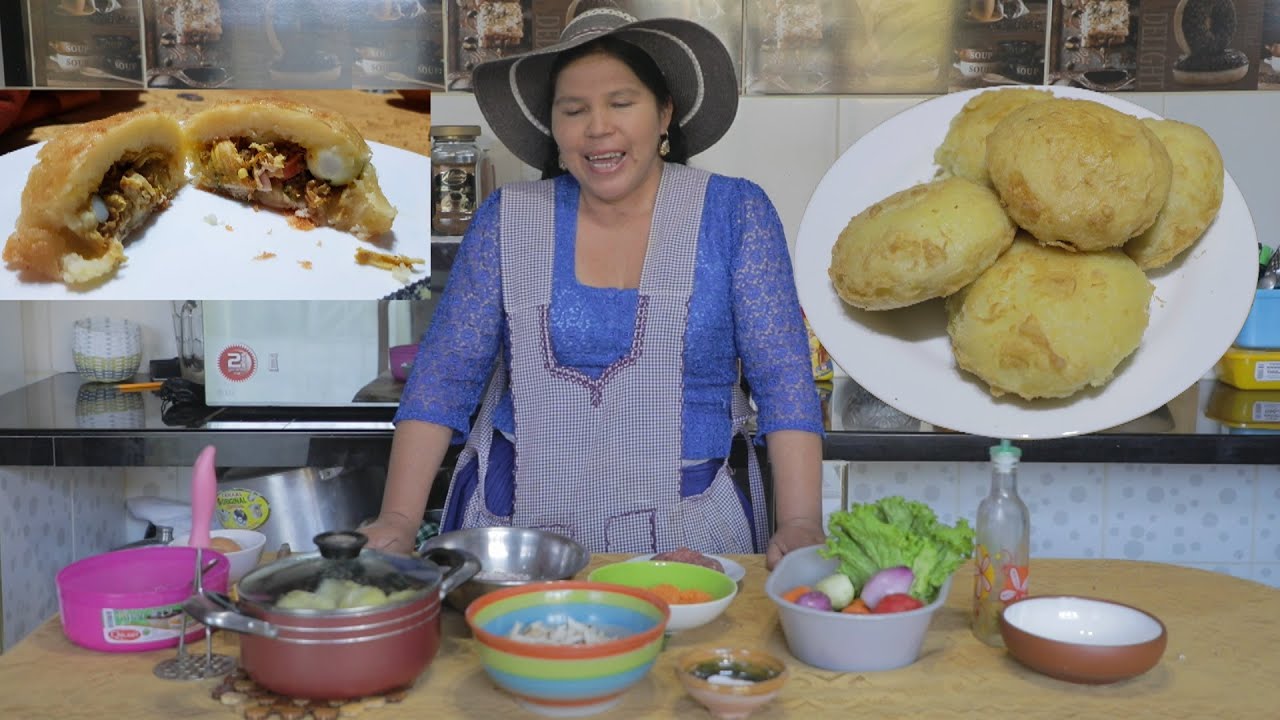 Haciendo relleno de papa - en casa