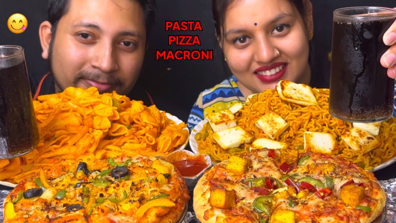 Eating Pasta, Veg Atta Noodles, Paneer Pizza, Pasta Pizza🍕I Husband & Wife Eating Show I Foodie Gd