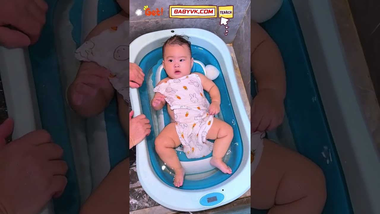 Foldable Baby Bathtub with Thermometer: Fold, Store, and Save Space Easily #Baby #BabyBath #BabyGear