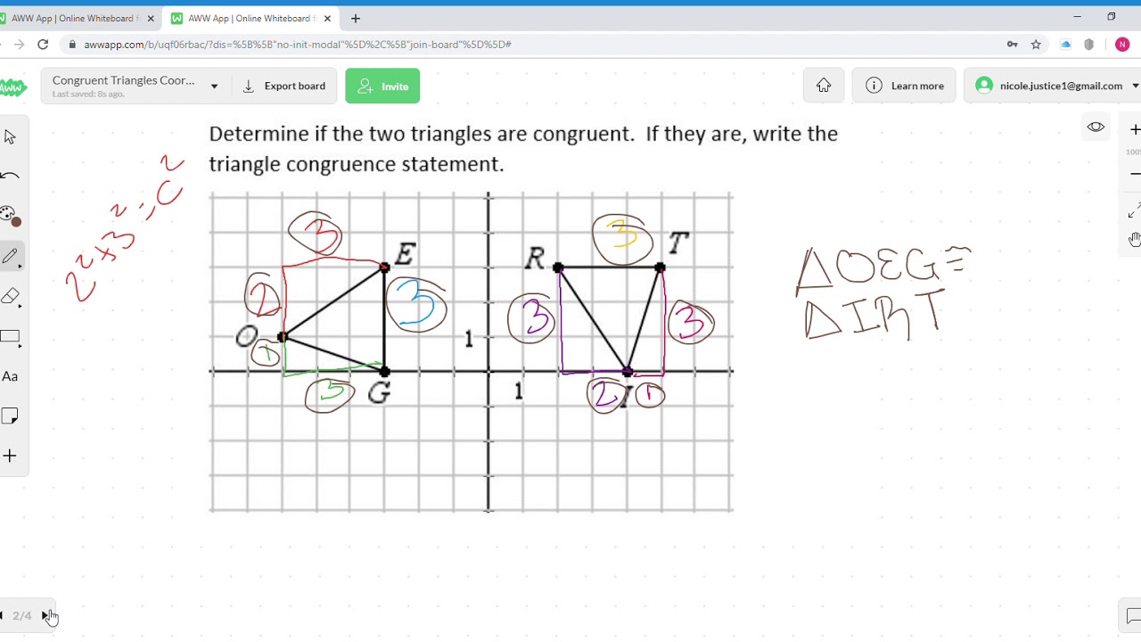 Geometry Congruent Triangle Coordinates