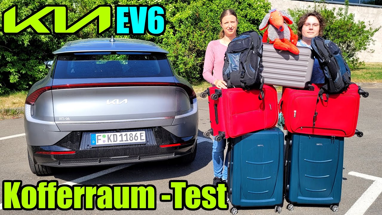 Kia EV6  - Kofferraum - Test Bericht Infos Zahlen Daten Urlaub Gepäck Stauraum Frunk Reise Ferien