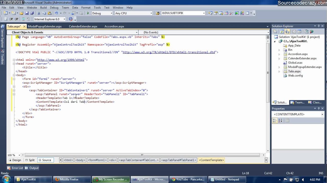 TabContainer AjaxToolKit (ASP.NET)