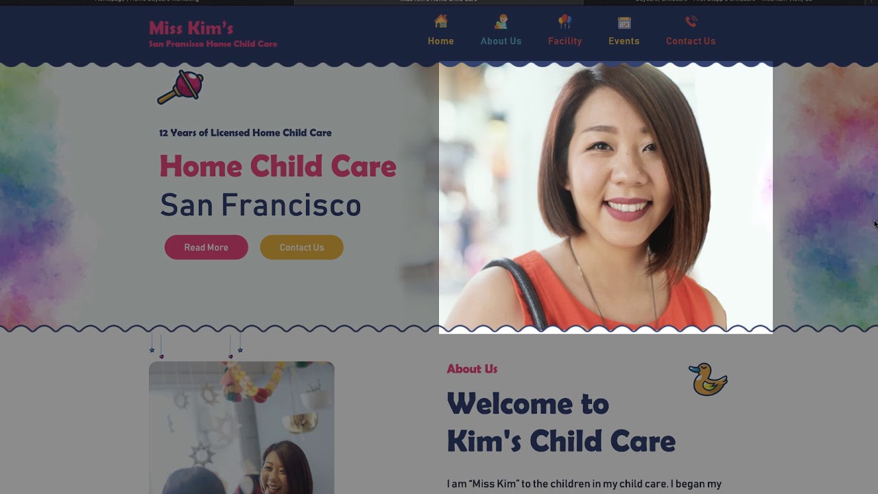 How to build a home daycare website homepage