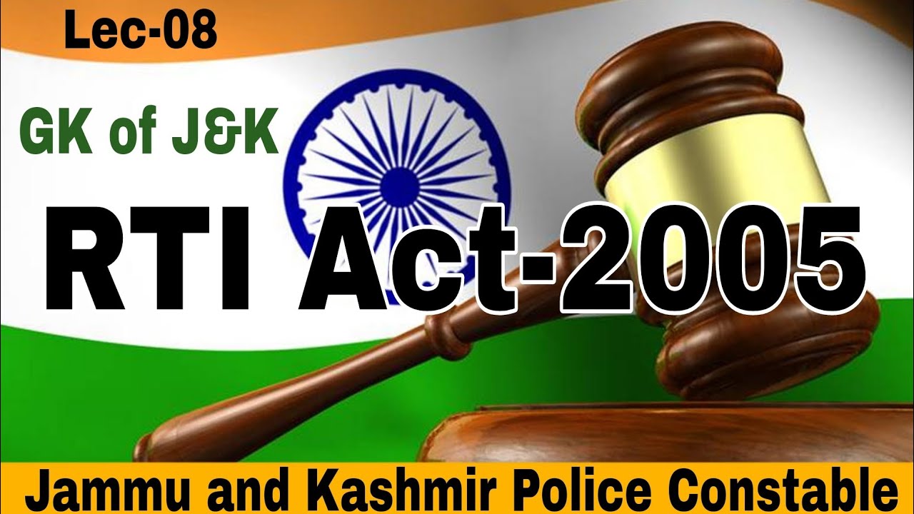 RTI Act 2005 for JKP Constable Exam || JKP Constable RTI Act 2005