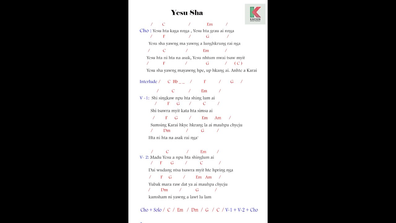 Yesu Sha ( Lyrics & Chord )