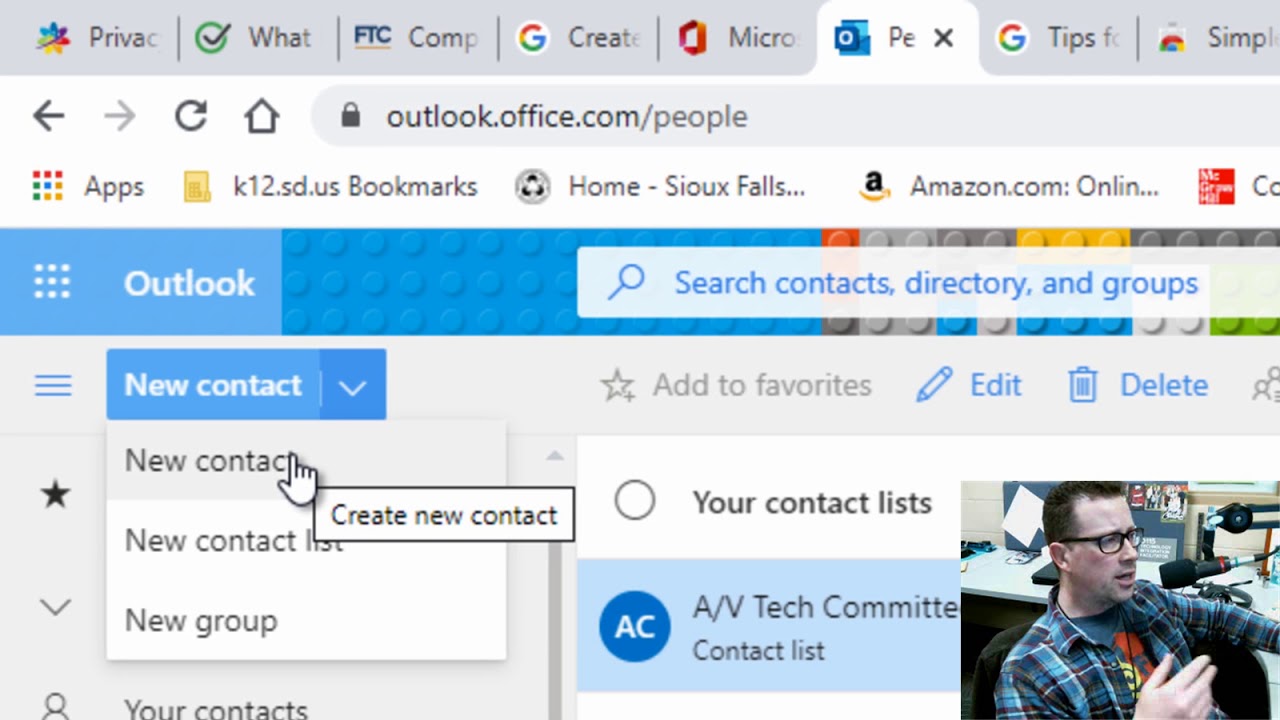 Contact lists vs  Groups in Outlook Online