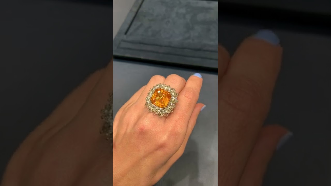 Orange Sapphire Ring, 14.01 Carats | M.S. Rau