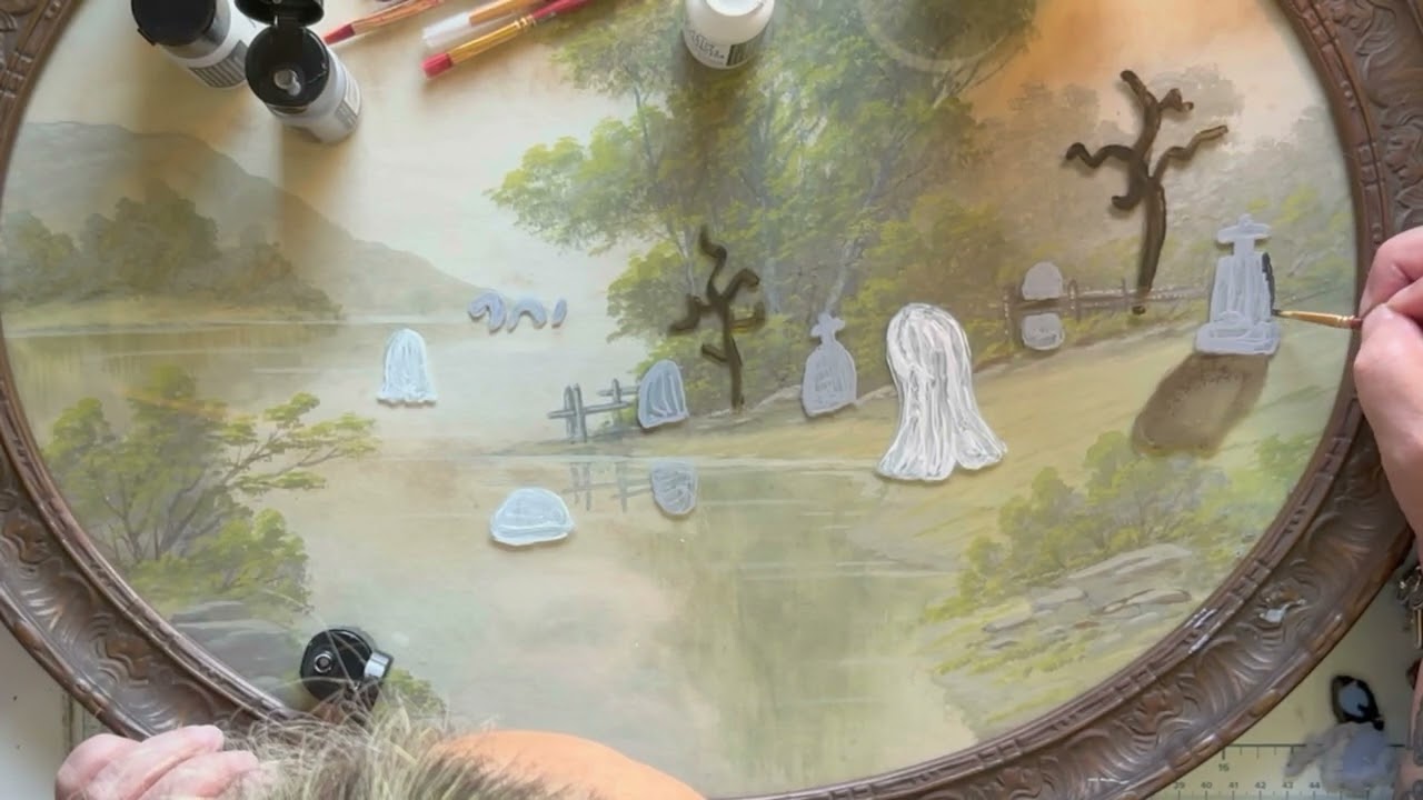 Painting Ghosties On An Old Picture! Halloween Decorations