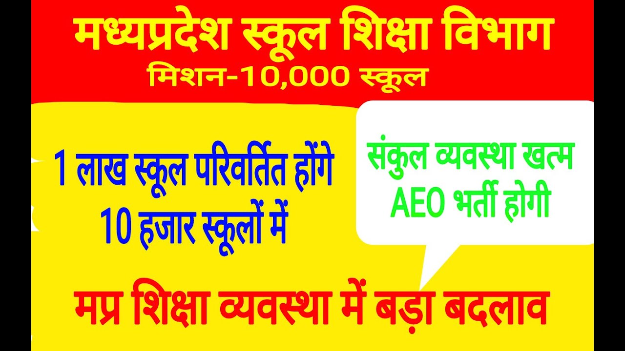 मप्र शिक्षा विभाग मिशन- 10 हजार स्कूल