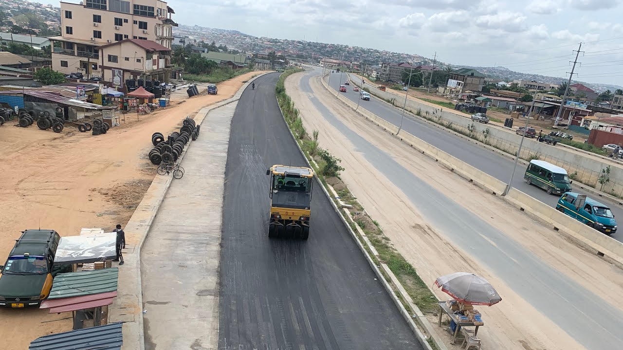 Beautiful Second Layer of Asphalt Works Shines on the Ofankor–Nsawam Road Project LIVE!