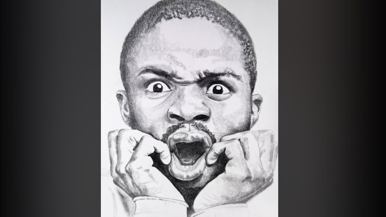 Draw a surprised man with pencil -start to finish 