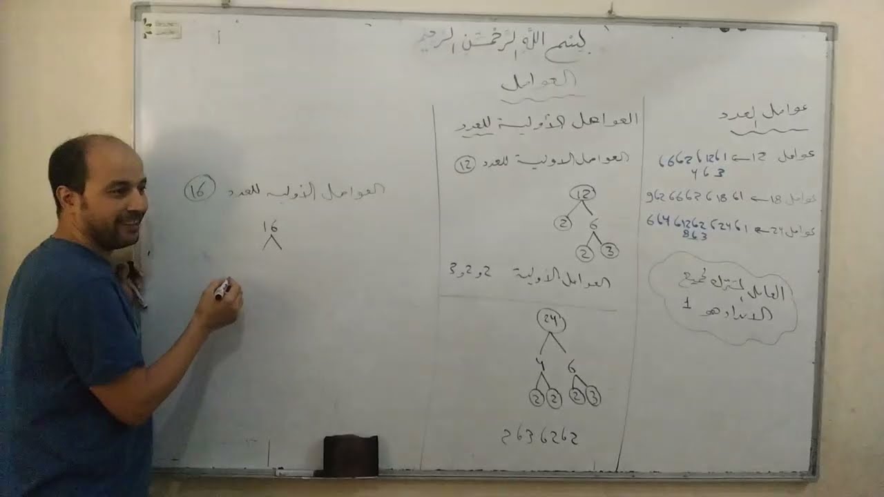 عوامل العدد والعوامل الأولية للعدد والأعداد الأوّلية واستخراج ع.م.أ - للصف الرابع والخامس الابتدائي