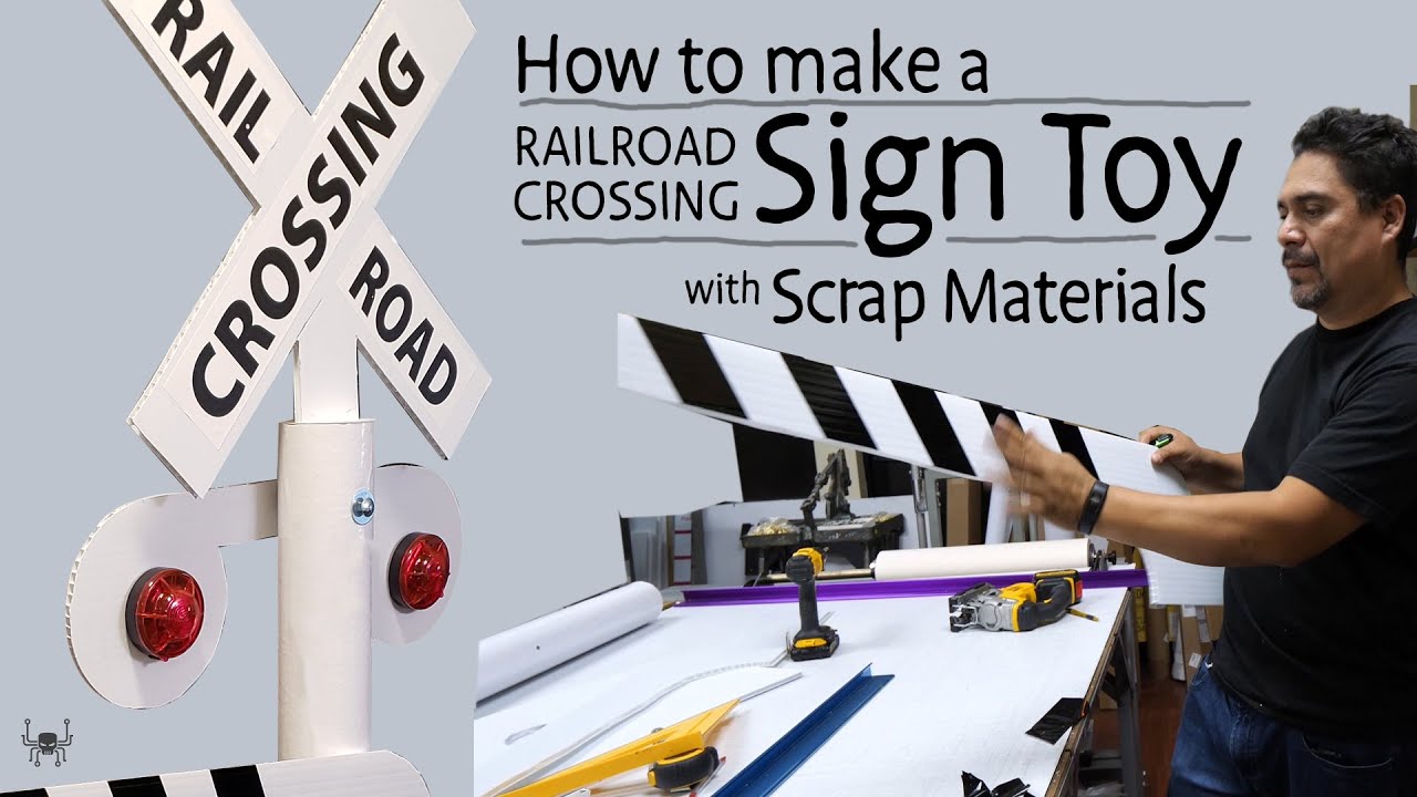 Señal de cruce de ferrocarril con materiales que sobran. Railroad Crossing Signal Homemade