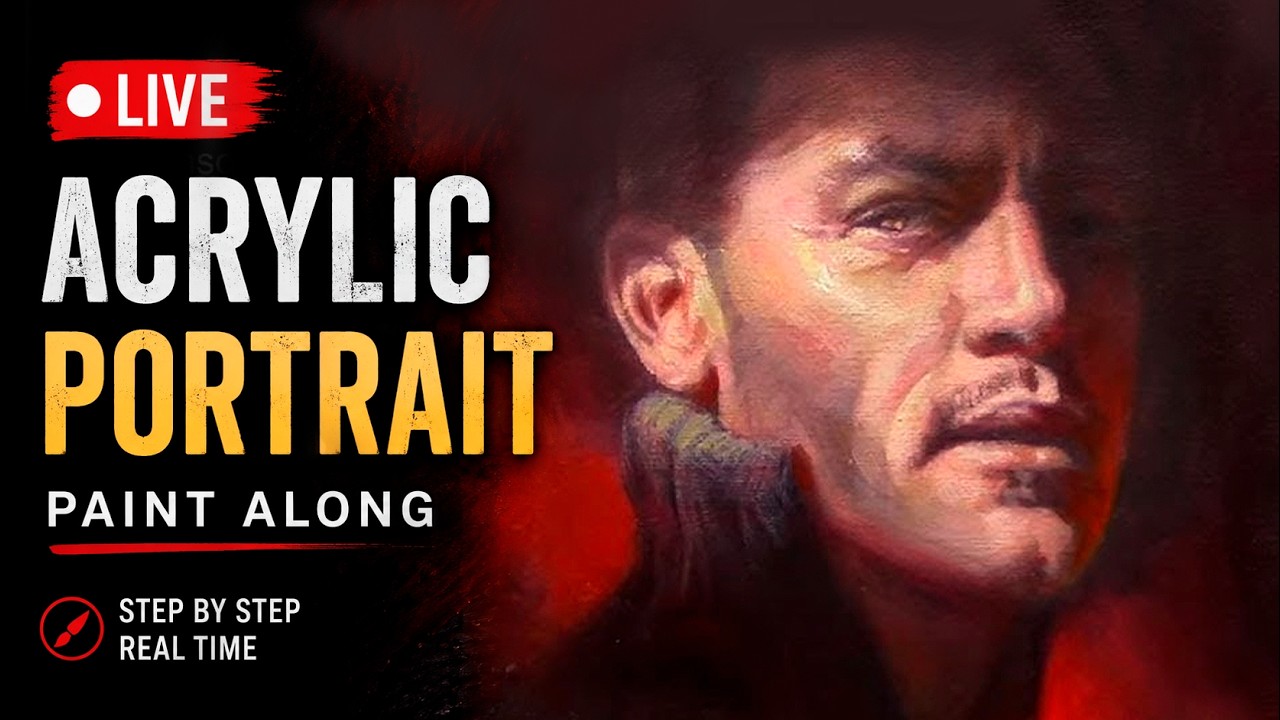 Acrylic Portrait Painting made easy! Follow along LIVE and improve your skills!