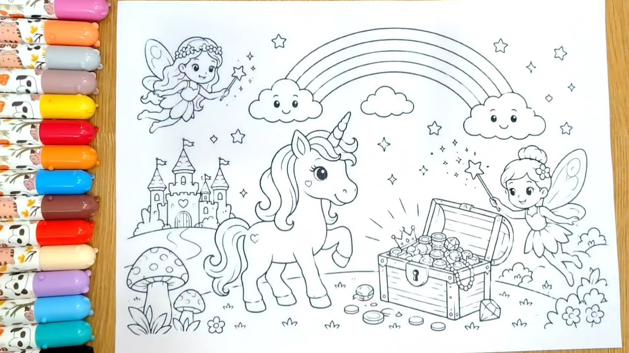 ​✨ Unicorn & Fairy Magic Coloring Pages for Kids 🦄✨ | Fun & Easy Marker Art