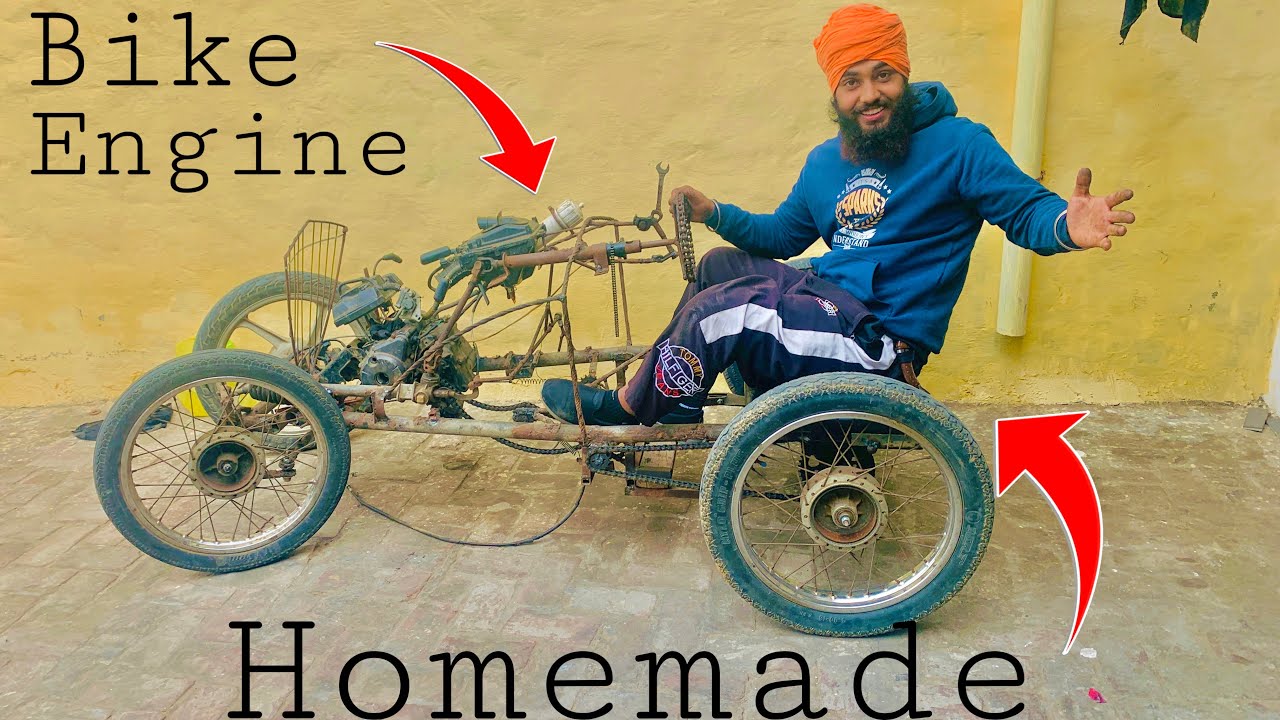 Homemade car with bike engine /home made tractor #homemade car #homemadetractor #engine #freeenergy