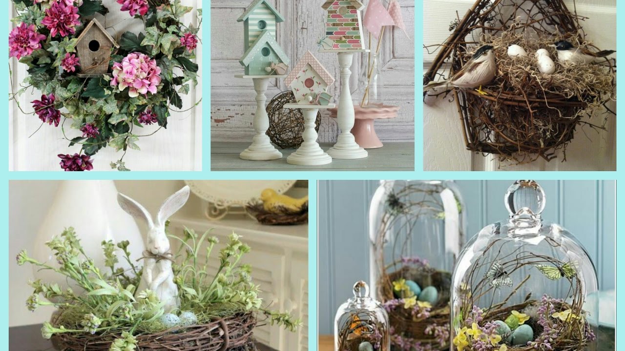 Spring Decor with Nests and Birdhouses - Bird Nest Easter Decor Ideas - Spring Decorating Ideas