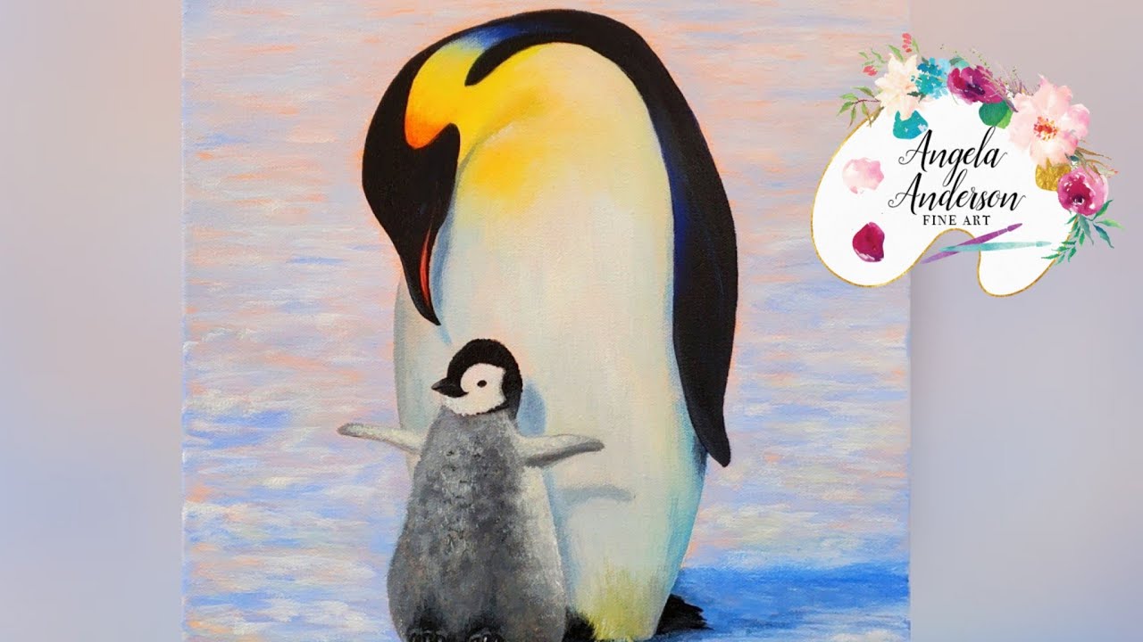 Penguin & Chick Acrylic Painting LIVE Tutorial
