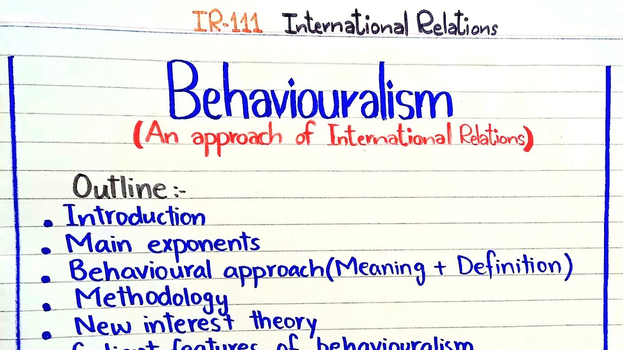 Behaviouralism || An approach of International Relations #IR-111 #2ndsemester #PU