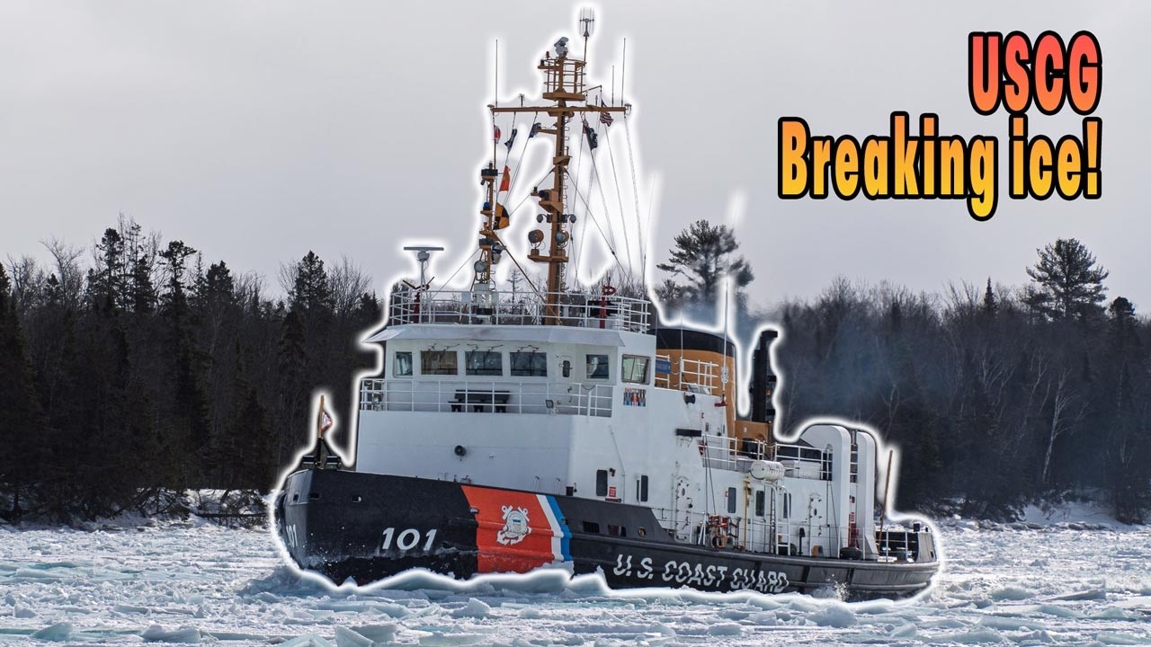USCGC Katmai Bay breaking ice on the St Mary's River!