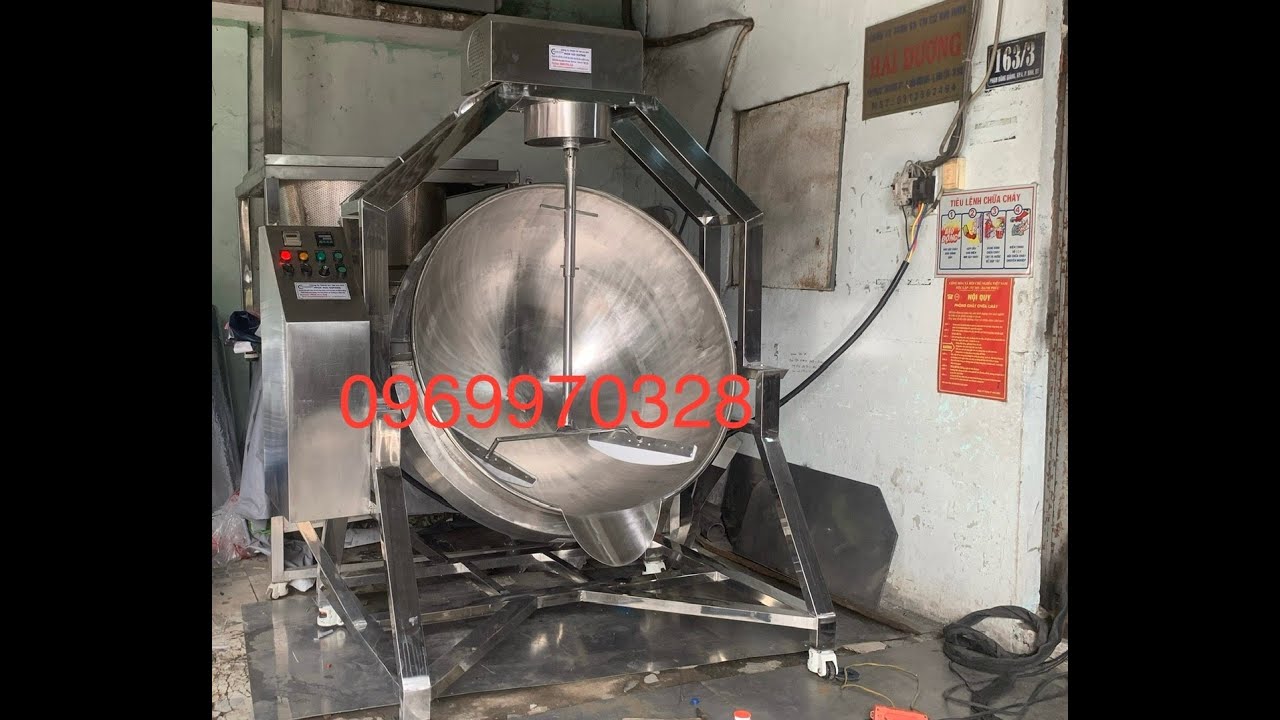 HOT NHẤT CHẢO XÀO THỰC PHẨM 500L - MÁY XÀO NHÂN ĐIỆN 380V ĐỔ LIỆU TỰ ĐỘNG BẰNG NÚT BẤM!