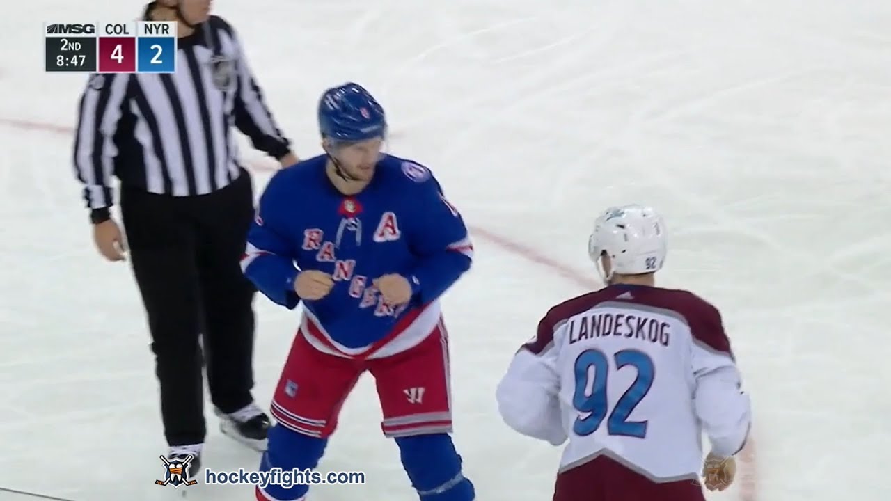 Gabriel Landeskog vs Jacob Trouba Dec 8, 2021