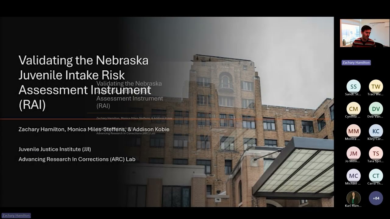 Webinar: Nebraska Detention Risk Assessment Instrument RAI Validation Study