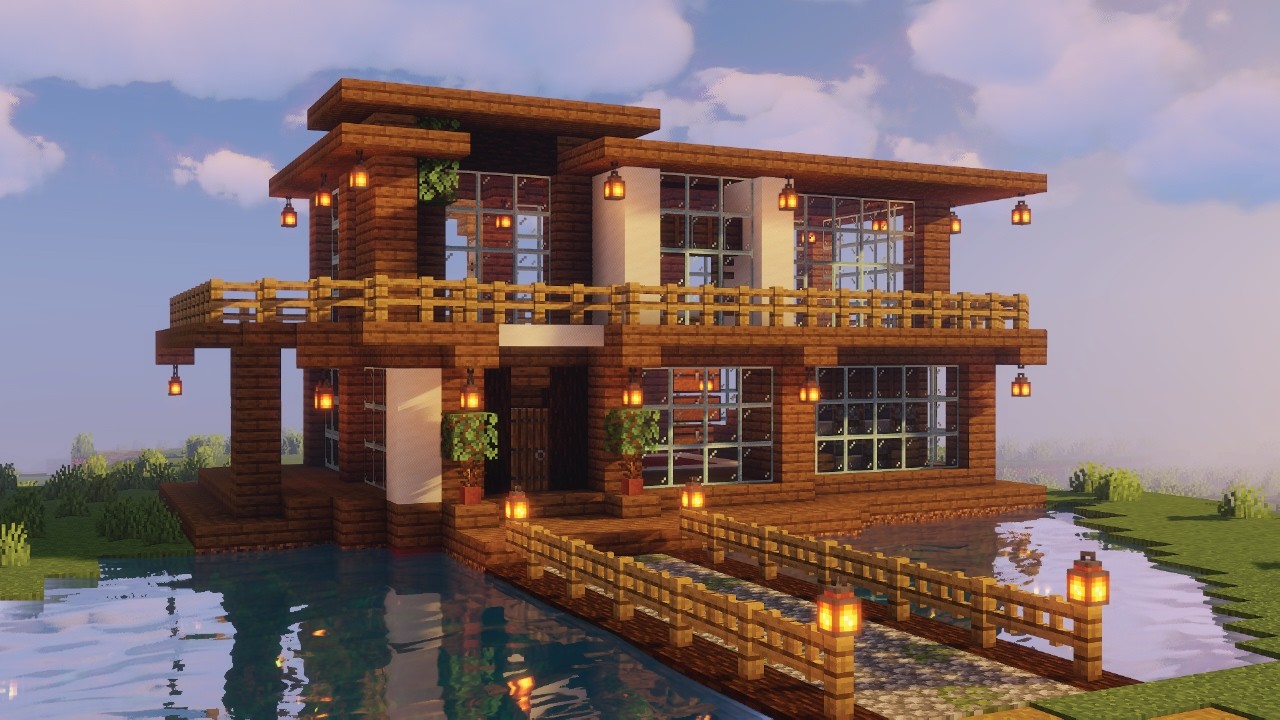 Easy Modern Wooden House in Minecraft (Step-by-Step Tutorial)