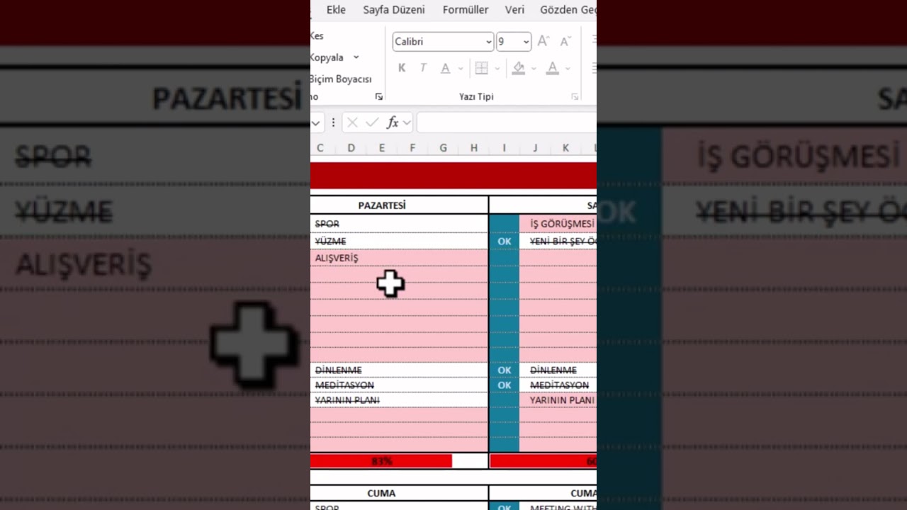 HAFTALIK PLANLAYICI #excel #exceltips #exceldersleri #planlayıcı #kontrollistesi #excelpratik
