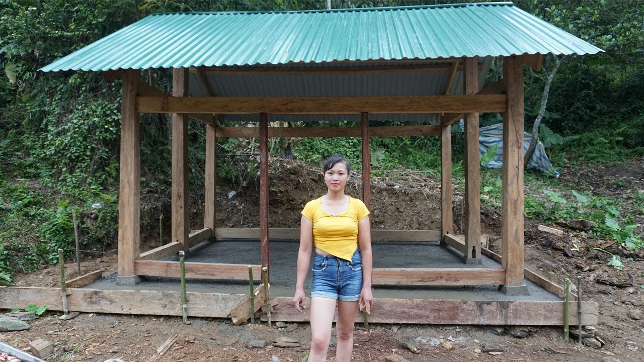 Transport Sand, Pouring Concrete Floors - Building Wooden House, Build Log Cabin - Green Farm Life