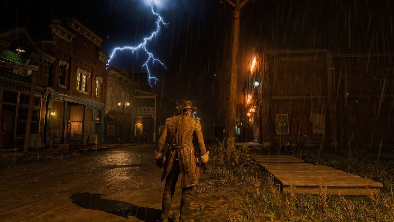 Walking in Rain and Thunderstorms | 3-Hour Relaxing Red Dead Redemption 2 ASMR Ambience