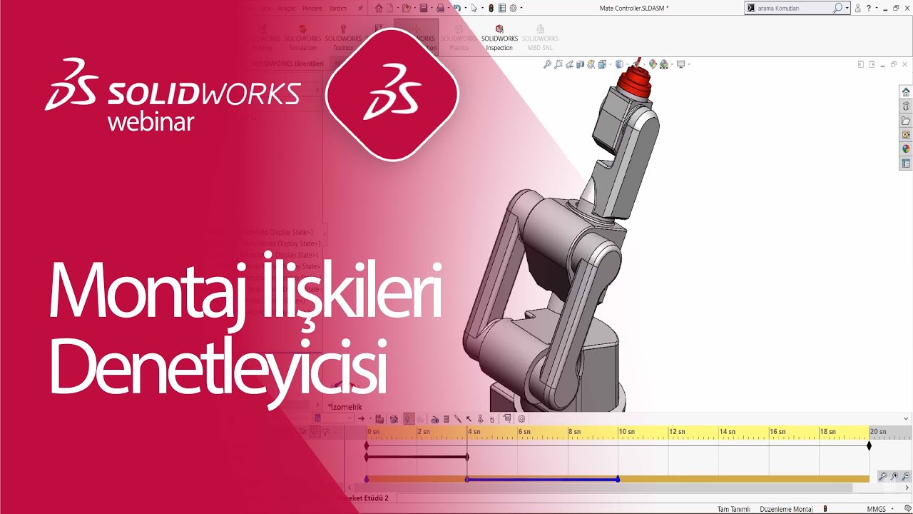 SOLIDWORKS Mekanizma Montaj İlişkileri Denetleyicisi | Hareket Etüdü | Animasyon Oluşturma