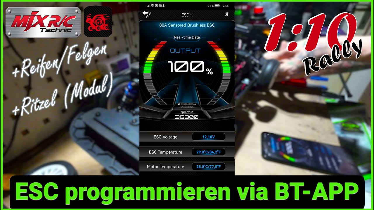 MJX 80A ESC programmieren via App / Räder / Ritzel - 1:10 Rally #mjxhypergo