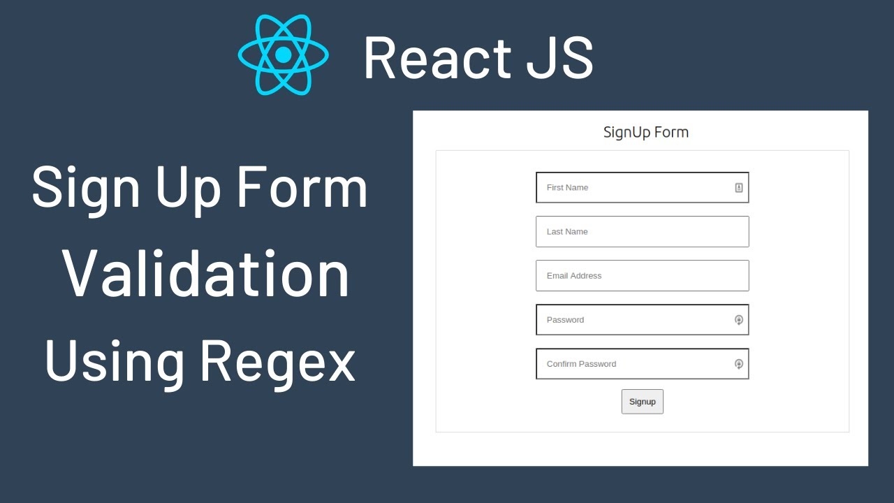 ReactJS Sign Up Form Validation Using Regular Expression || Regex