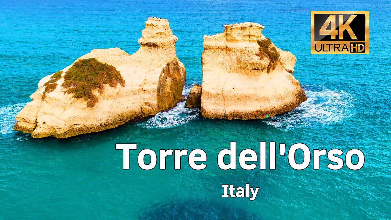 Apulia coast- Torre dell'Orso by drone, Italy- 4K/60 fps- Relaxing Scenic & Music