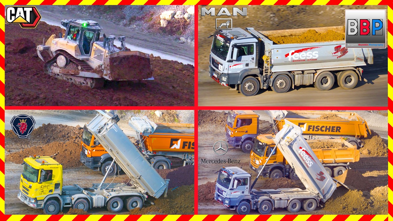 Steinbruch verfüllen: MAN, Mercedes, Scania Kipper, CAT D6 - Jan., 2026.