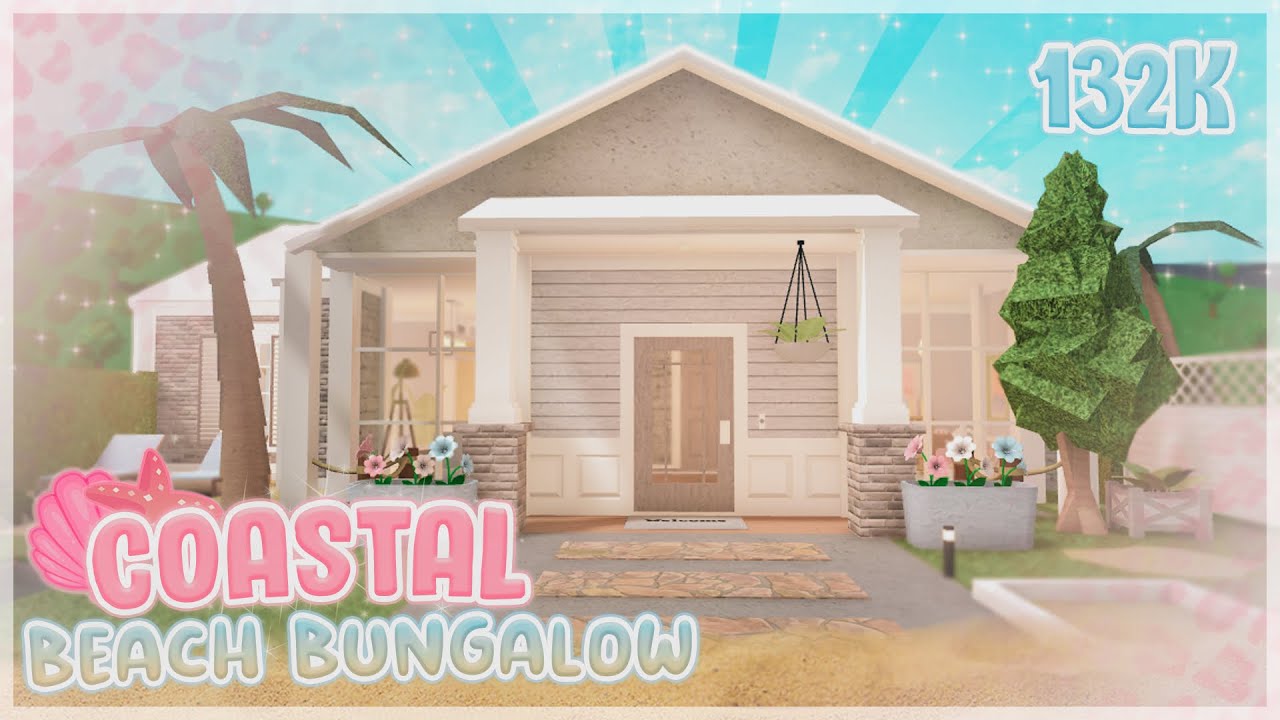 132k Coastal Beach Bungalow | *No Gamepass* | Bloxburg House Speed Build