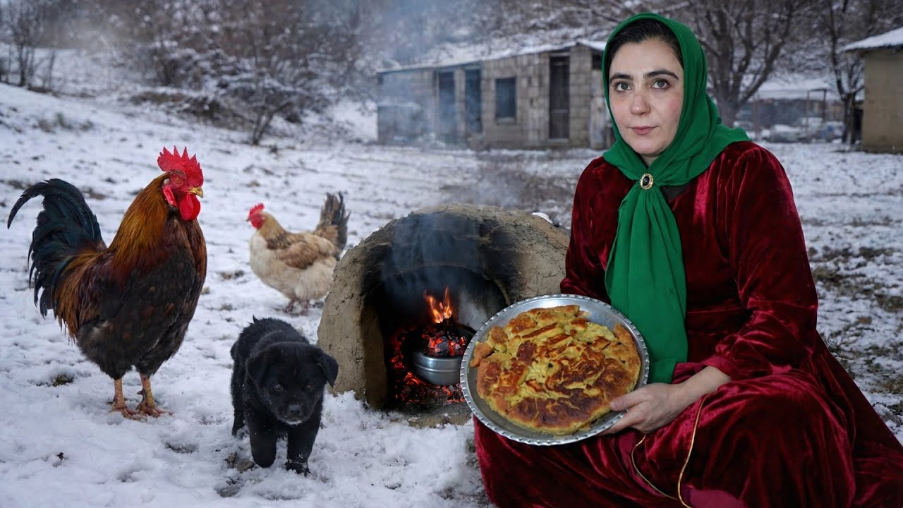 Baking Traditional Sweet Bread in a Clay Oven | Snowy Winter Vlog