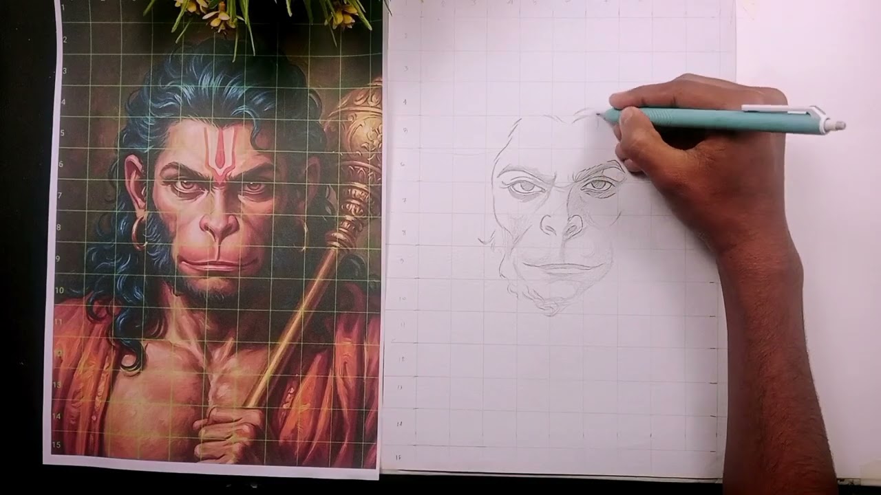 How To Draw Hanuman Ji,  Hanuman Ji Drawing,  Outline Tutorial 😍