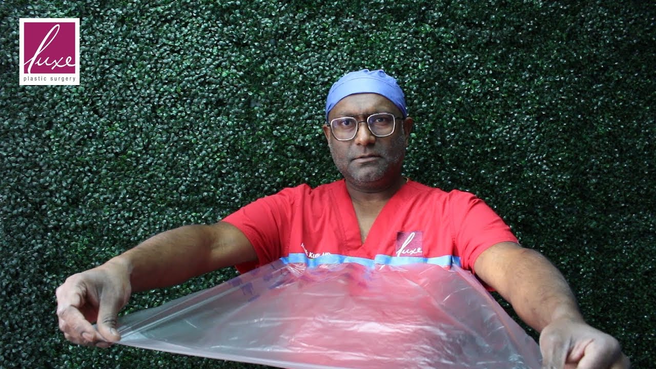 Protecting your incisions in the shower after surgery.