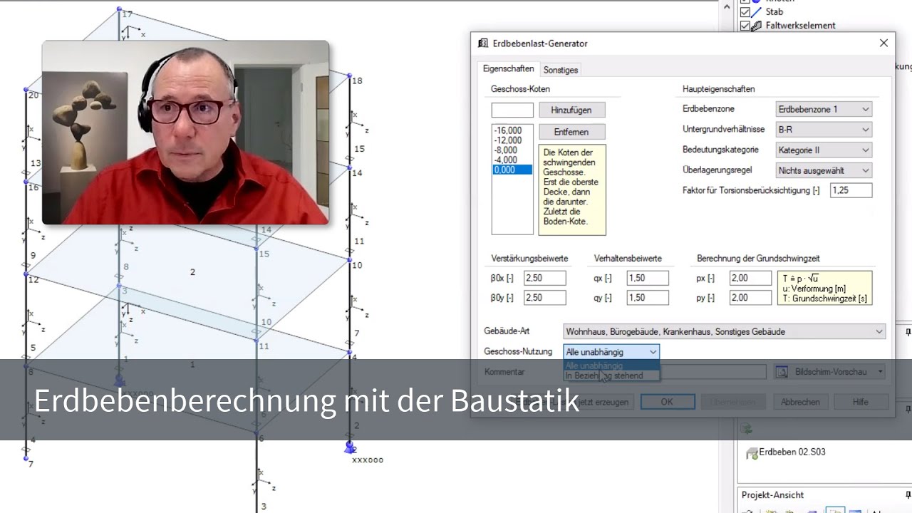 Erdbebenberechnung mit der Baustatik
