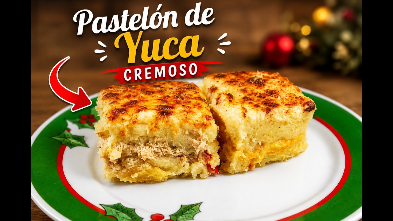 Como hacer Pastelon de Yuca Cremoso con dos Rellenos, uno de Pollo y otro de Queso
