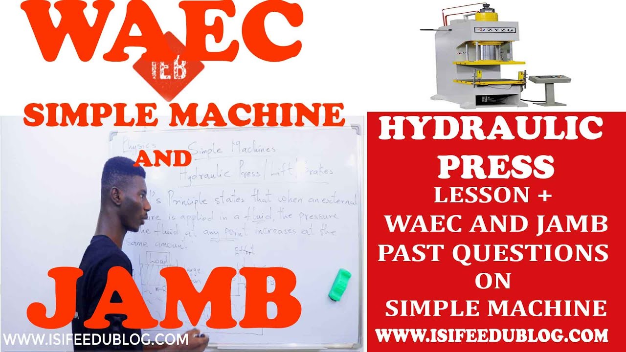 Hydraulic press in physics | Type of a simple machine | Velocity ratio of a hydraulic press | WAEC