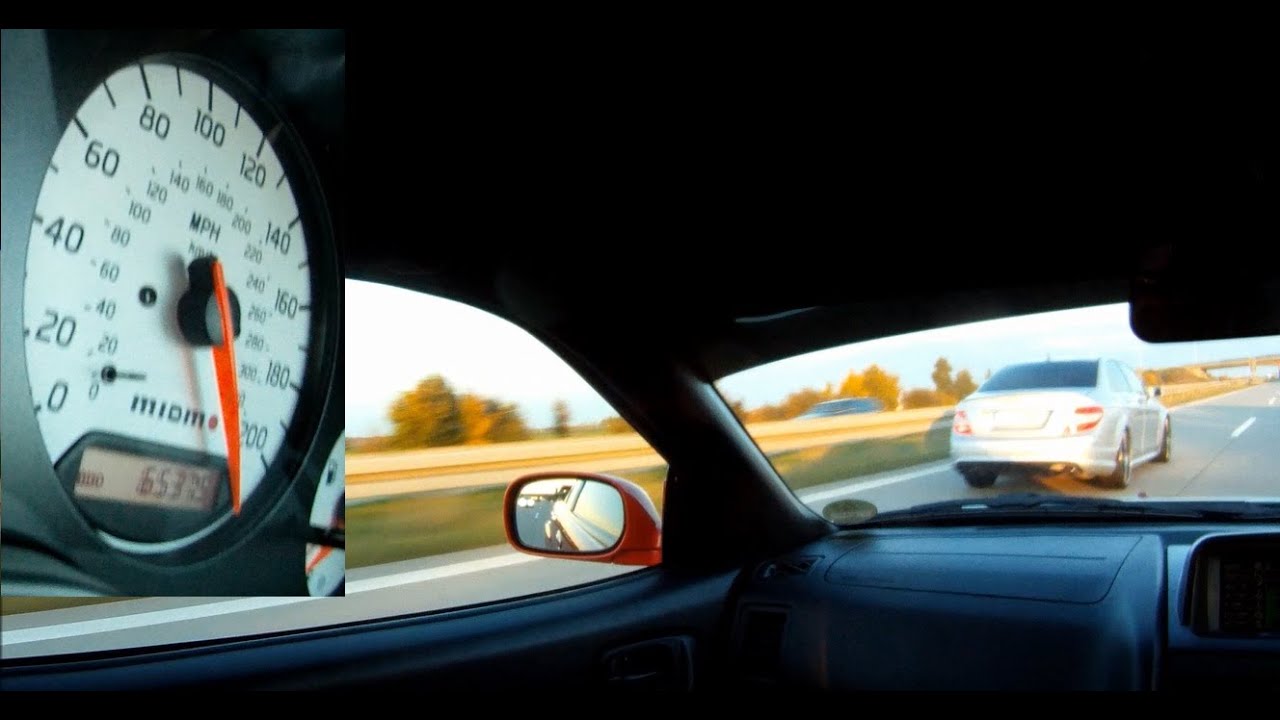 Nissan Skyline R34 GTR V-spec vs Mercedes Benz C63 AMG (+300Km/h)