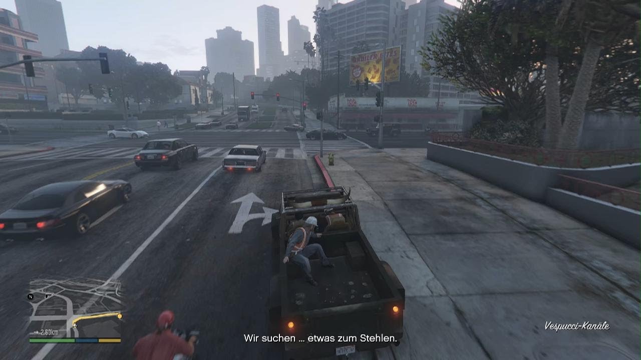 Grand Theft Auto V Trevor Fährt einen Kran.