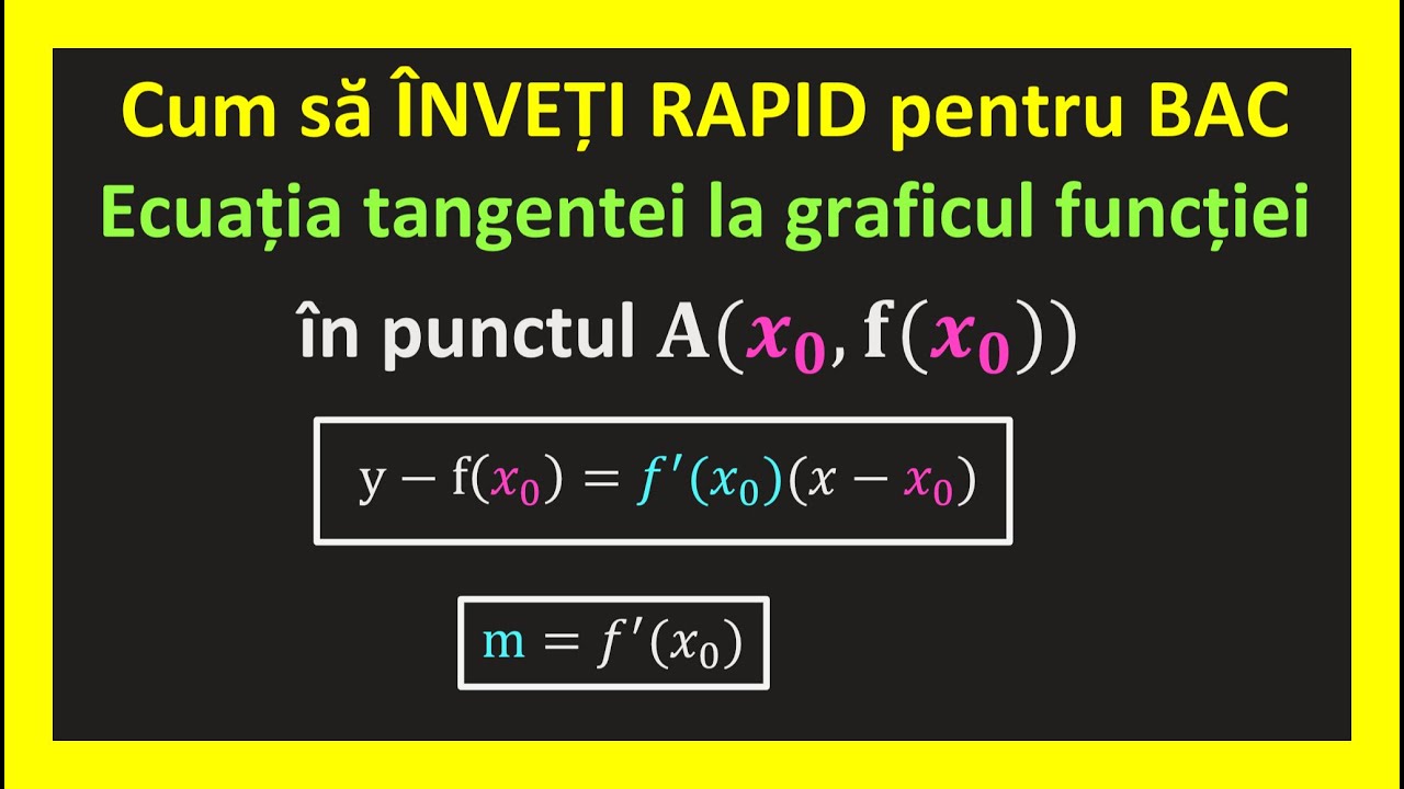 Cum sa iei bacul la mate ecuatia tangentei la grafic panta formula m1 cls 11(Invata Matematica Usor)
