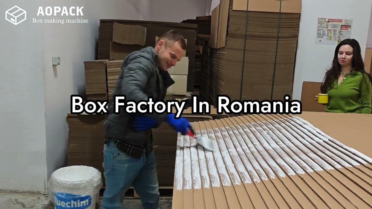 Aopack Box Making Machine BM2508 In Romania Corrugated Cardboard Box Factory