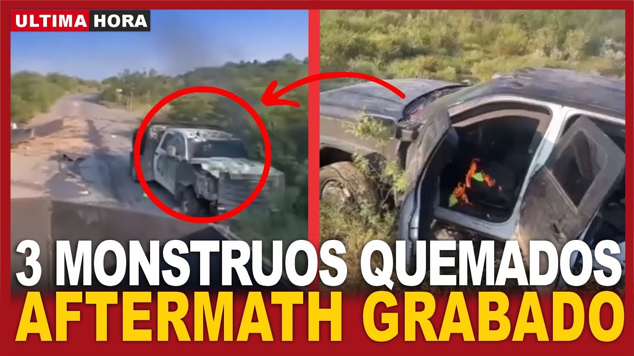 CDG ARRASA convoy del CDN: GRABAN aftermath con camionetas quemadas y 3 MONSTRUOS destruidos