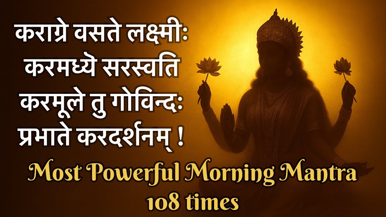 🌼 कराग्रे वसते लक्ष्मीः मंत्र | 108 Times | Morning Mantra | Prabhate Kar Darshanam | 